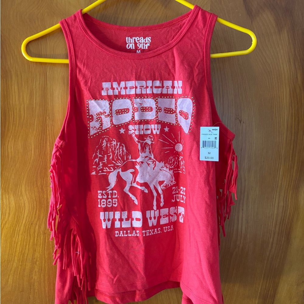Red Wild West Fringe Tank Top